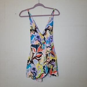 Anne Cole Surplice Maillot Multicolored Swim Dress Size 14